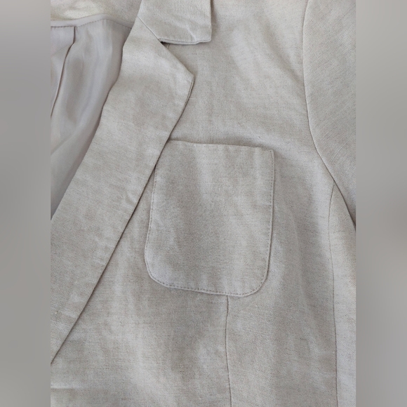 Calvin Klein Beige Linen Blend Blazer With Belt – Size 12 - Picture 8 of 14